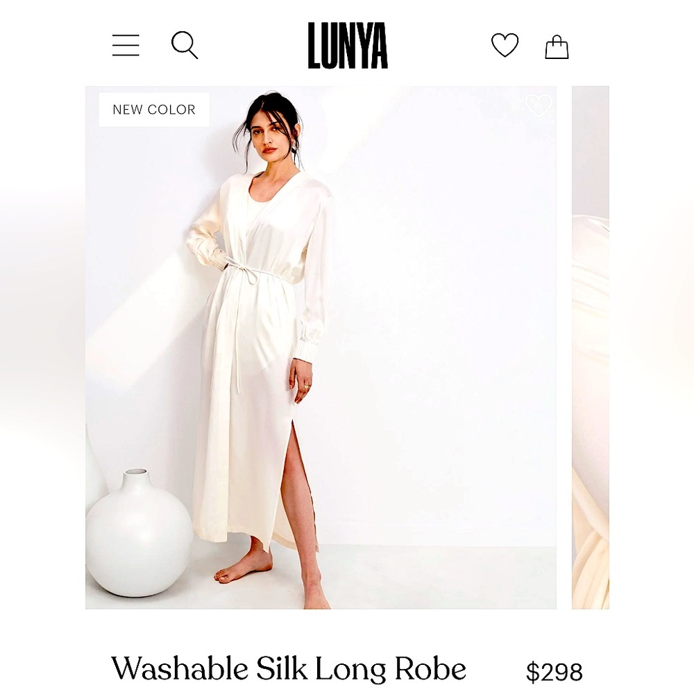 Lunya White Washable Silk Long Robe Size XS/S Brand New